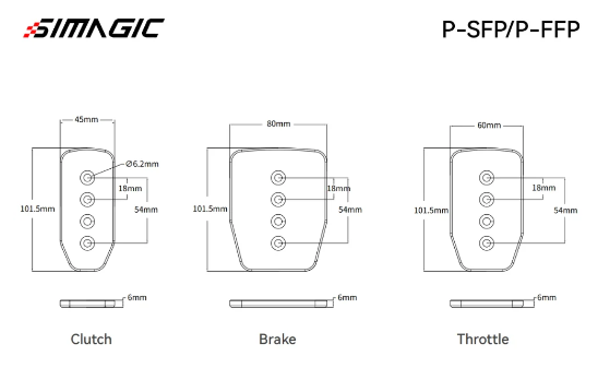 Simagic P1000 Flat Pedal Plates