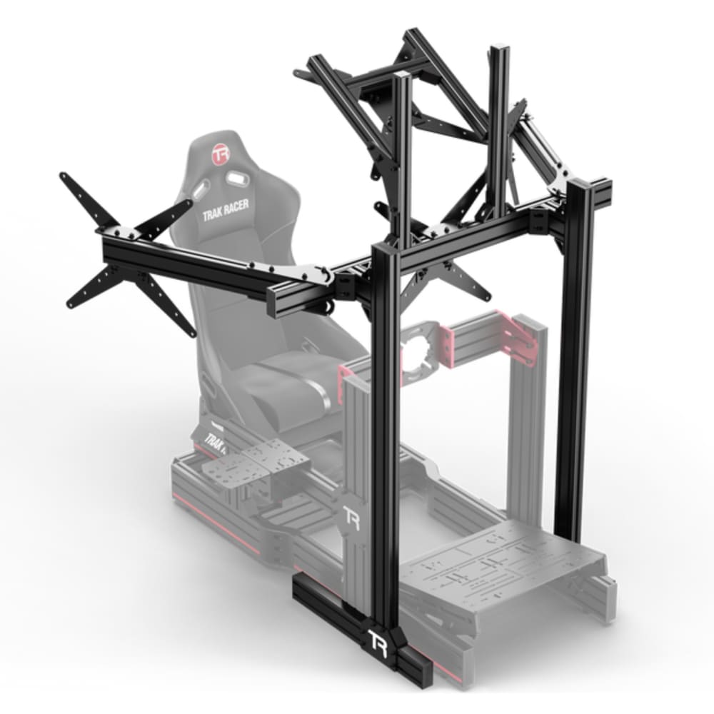 Trak Racer Aluminium Floor Standing Quad Monitor Stand With Vesa Mount Racing Cockpit